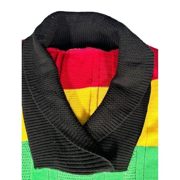 Vtg 90s Y2K Woman’s Sz M Red Yellow Green Color Block Sweater Dress Bob Marley - Picture 4 of 7
